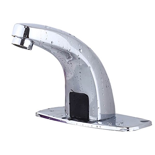 MANCEL Battery Electric Automatic Sensor Touchless Faucet Bathroom Sink with Hole Cover Deck Plate Brass Chrome Unique Vanity Tub Faucets