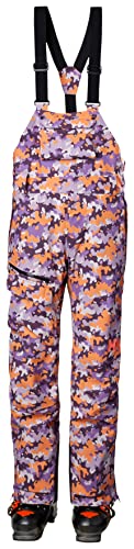 Helly-Hansen Powderqueen Bib Pant - Pantalón de nieve para mujer para esquí, impermeable, equipo de invierno aislado, camuflaje uva aplastada 683, talla XS
