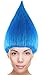 Blue Troll Style Wig Synthetic Hair w/Wig Cap for Halloween Cosplay Costume Party