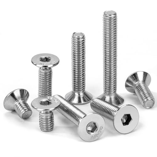 Tunejoy 30 Stück Senkkopfschrauben M6 x 30 mm Senkschrauben Edelstahl A2 V2A Senkkopf Innensechskant DIN 7991 Vollgewinde mit Inbusschlüssel