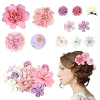 Hurifeng Blumen-Haarklammer für Damen und Mädchen - Haarspange Blume Haarschmuck - Hochwertige Haarklammer Blume für Frauen - Perfekt für Party; Hochzeit und mehr (Rosa;Lila)