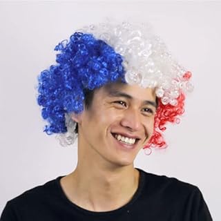 Bileeko World Cup Flag Volor Wig Fans Party Supplies Headgear Carnival Festival Props Soccer World Cup US Blue White Red