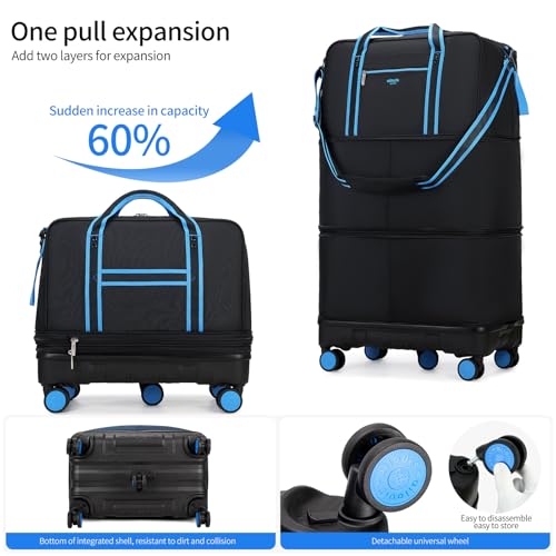 Rolling Duffle Bag with Detachable Wheels, Large Capacity Expandable Foldable Suitcase for Travel,Collapsible Luggage Carry on Duffel Overnight Weekend Bags4