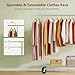 Tajsoon Clothing Rack Heavy Duty Clothes Racks Foldable Garment Rack with Wheels and Extendable Rod, Collapsible Clothing Rack Max Capacity 250lbs, Industrial Rolling Racks with Bottom Shelf, Chrome