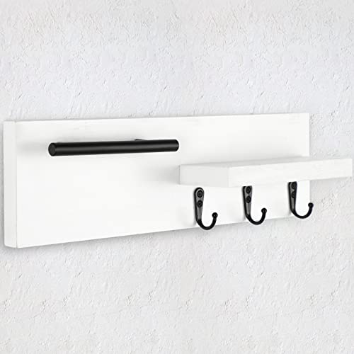 Key-Holder-for-Wall-Decorative-Entryway-Shelf-with-Hooks-Holds-Keys-Dog-Leash-Sunglasses--Key-Hanger-with-3-Hooks-Organizes-Enhances-Home-Decor-15-x-45-x-26-White