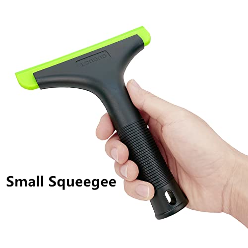 Image of Super Flexible Silicone Squeegee, Auto Water Blade, Water Wiper, Shower Squeegee, 5.9'' Blade and 7.5'' Long Handle, for Car Windshield, Window, Mirror, Glass Door, Black Green