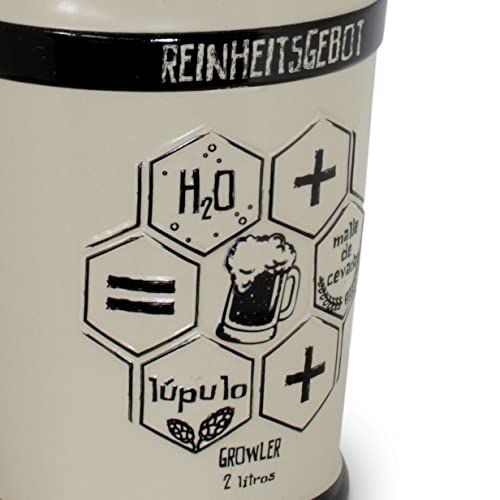 Garrafão de Cerâmica para Chopp Lei da Pureza, 2 Litros, Areia, Decorado, Mondoceram