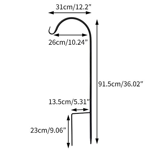 ORZ 36 Inch Shepherd Hook for Bird Feeder 2 Pack Black Metal Hooks for Outdoor Wedding Décor Hanging Plants Solar Lanterns Backyard Garden Decor