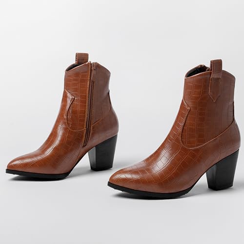 Winter Block Heels Women Pointed Toe Chelsea Boots2