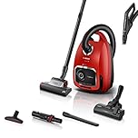 Bosch Staubsauger Mit Beutel ProAnimal Serie 6 BGL6TPET, Bodenstaubsauger, Ideal Für Tierhaare Und Allergiker, Hygiene-Filter, Für Parkett, Teppich, Fliesen, Starke Saugkraft, 700 W, Rot