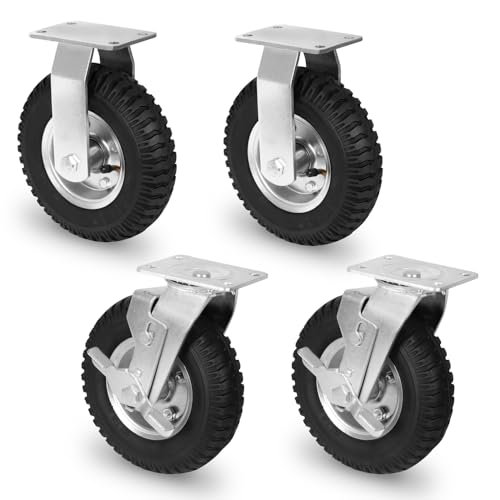 VONROC Roues Pneumatiques pour Chariot TT503XX – Set 4 Roues Gonflables – Absorption Chocs & Vibrations – Upgrade Premium Chariot 300 kg