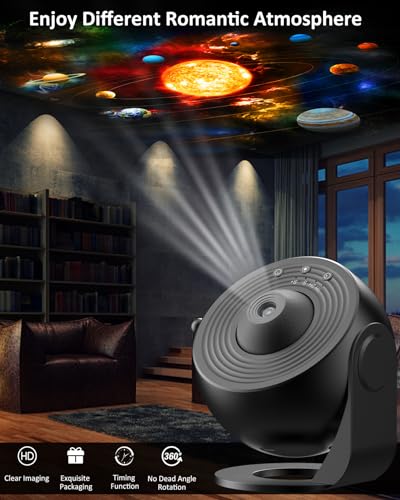 Image of Star Projector Galaxy Night Light with 4K Replaceable 13 Film Discs, 360 Rotating Timed Planetarium for Kids, Home Theater, Ceiling, Room Decoration