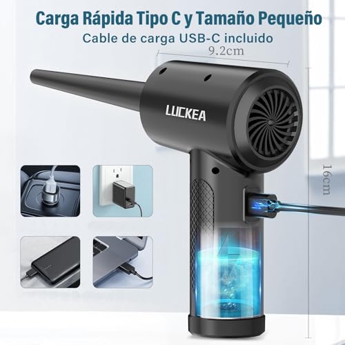 Miniatura 8 de Aire Comprimido Limpieza Pc Air Duster - 3 Velocidades Soplador De Aire Potente Con Luz Led, 6000mah, Soplador De Polvo Para Teclado Coche Oficina, Alternativa Aire Comprimido O Compressed Air