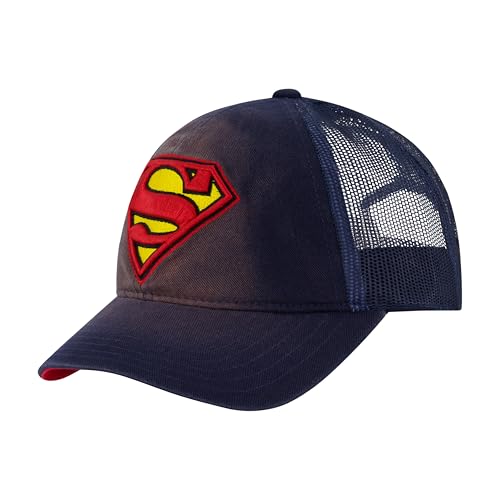 Boné de caminhoneiro do Super-Homem DC Comics, boné adulto com aba curvada, azul-marinho, tamanho ún