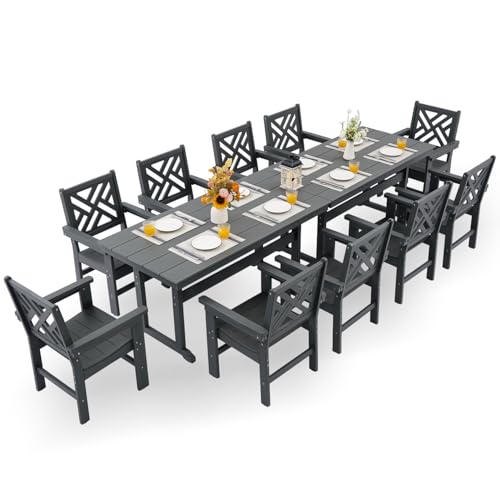 HDPE Dining Table Set for 10,12-Piece Outdoor Table and Chairs Include 10 Dining Chairs and 2 Pcs 62.5