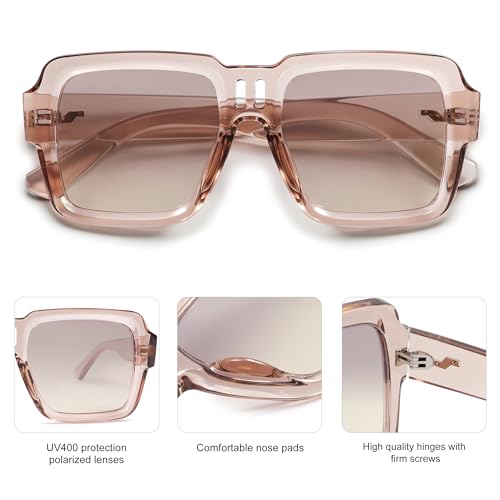 SOJOS Retro Square Polarized Sunglasses for Women Men Trendy Large Frame Sun Glasses Designer Inspired Shades SJ23204