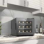 Wine Cooler Refrigerator, Upgrade 12 Bottle Wine Fridge Small Dual Chip, Countertop Wine Cooler Temperature Control, 46-66°F, Mini Freestanding Wine Cellar for Home, Office, Bar - Image 2