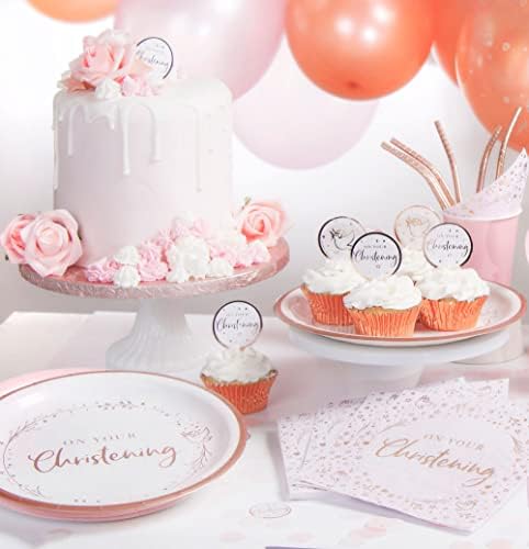 Creative Party Pink On Your Christening Lunch Napkins 3 ply Foil Stamped J092