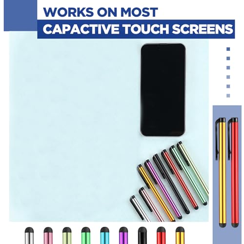 Konohan 200 Pack Stylus Pens for Touch Screens Capacitive Screen High Sensitivity Metal Tablet Pen Universal Fine Point Phone Devices, 10 Color