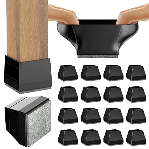 Square Chair Leg Protectors for Hardwood Floors,16 Pcs Silicone Felt