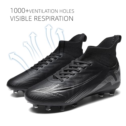 Image of Soccer Cleats for Mens Womens High Tops Lace Up Unisex Football Shoes Indoor Turf Soccer Shoes AG FG TF for Beginners to Advanced Players