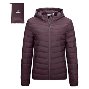Outdoor Ventures Women’s Winter Lightweight Puffer Jacket with Hood, Warm, Short, Packable, Quilted, Transitional, Padded Jacket for Ladies, Lined for Hiking, Travel