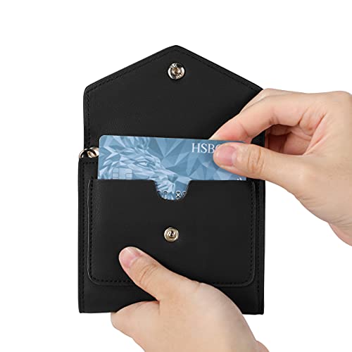 Gostwo Women's Small Wallet Rfid Blocking Keychain Wallet Change Pouch Credit Card Holder Mini Bifold Purse( Black) #TOP2