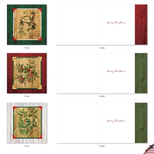 Image of Best Card Co 10 Christmas Boxed Cards Holly Berry MQ5549XSG-B1x10
