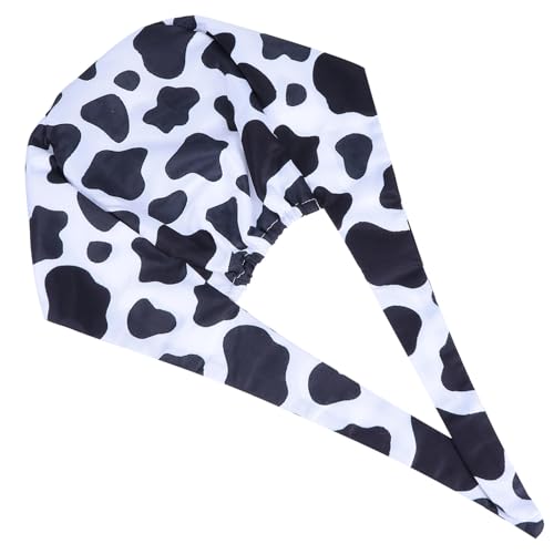 OHPHCALL Gorro de Enfermera Estampado de Vaca, Diseño Cómodo y Ajustable de Poliéster Banda para Sudor Adecuado para Trabajo Médico y Hospitalario