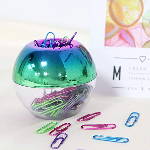 Multibey Holographic Colorful Paper Clip Dispensers Red Blue Green Purple Smooth Steel Paperclip Bookmark Magnetic Holder (Paper Clips) #TOP5