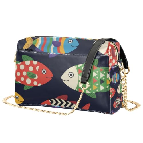 Sac à bandoulière pour femme cuir synthétique chic motif poisson