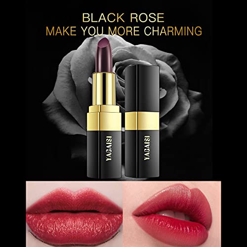 Yeweian 2 Pcs Magic Black Blue Lipstick Set, Shimmer Color Changing Lipstick(Blue Changed Into Pink,Black Change Into Brick Red), Natural Moisturizing Lip Balm Labiales Magicos Long Lasting Nutritious Lazy Lipstick For Women,Halloween Lipstick #TOP3