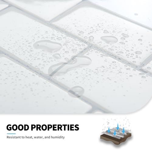 Art3d 10-Sheet Peel and Stick Backsplash, 12 in. x 12 in. Subway 3D Wall Panels, Mono White with Gray Grout by Art3d - Image 5