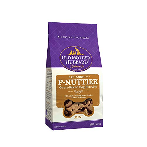 Old Mother Hubbard Classic Crunchy Natural Dog Treats, P-Nuttier Mini Biscuits, 5-Ounce Bag