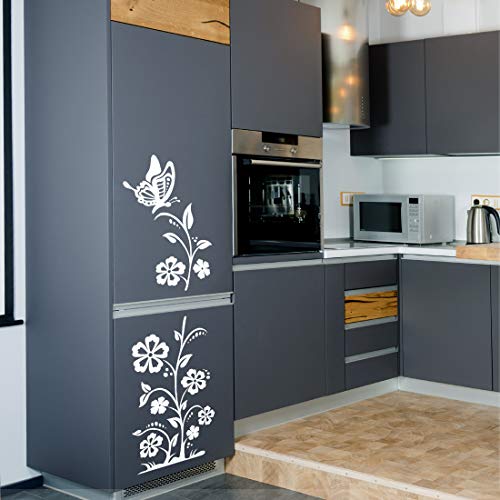 Butterflies Flowers Sticker Fridge Wall Stickers Floral Window Art Cafe Kitchen Decal Bedroom Decoration Ornament Shop Posters Living Room Decals Furniture Decorative Vinyl Home Mural - Image 4