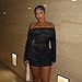 Sexy Off Shoulder Bodycon Mini Dress for Women Mesh Sheer Ruched Sparkly Flared Long Sleeve Y2K Dress Party Club Night Out Dresses Black