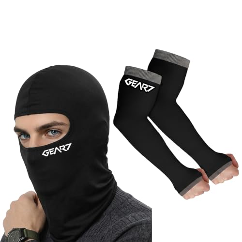 Image of Balaclava Face Mask with Hand Sleeves for Bikers UV Protection