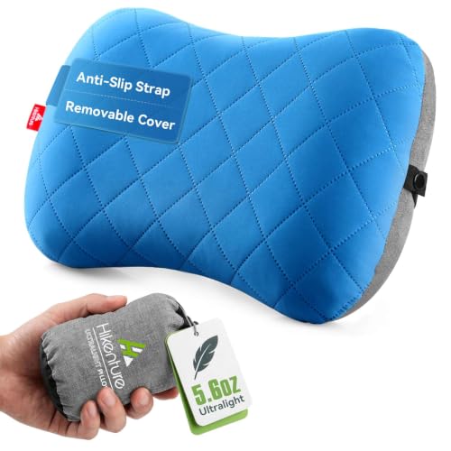 Image of Hikenture Camping Pillow with Removable Cover - Ultralight Inflatable Pillow for Neck Lumber Support - Upgrade Backpacking Pillow - Washable Travel Air Pillows for Camping, Hiking, Backpacking