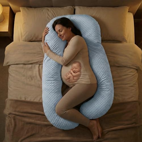 Image of BAYBEE Premium Pregnancy Pillow for Women | Maternity Pillows for Pregnancy Sleeping with 360 Full Body Support | Pregnancy Pillow with Removable Washable Cover & Zipper Closure for Easy Use (Blue)
