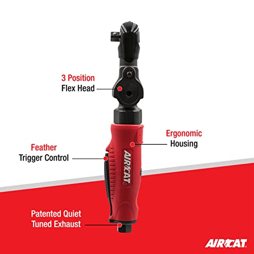 AIRCAT Pneumatic Tools 811: 1/4-Inch Flex Head Ratchet Wrench 240 RPM, 35 ft-lbs Maximum Torque
