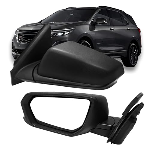 Left Driver Side Mirror Compatible With 2018-2023 Chevrolet Equinox With Heated Power Glass Manual Folding 5 Pins Textured Black GM1320559