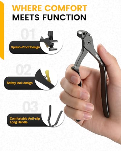 BEZOX Long Handle Toenail Clippers for Seniors – Wide Open Jaw Toe Nail Clippers for Thick Nails for Seniors, Ergonomic Nails Clipper for Thick Nails, Easy Reach Design for Limited Mobility - Black