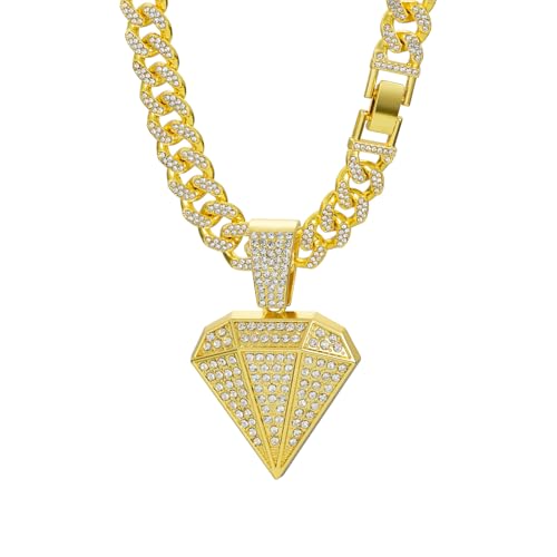Yonghao Pavilion Diamond Hip Hop Necklace for Men Luxury Diamond Shape Pendant Necklace