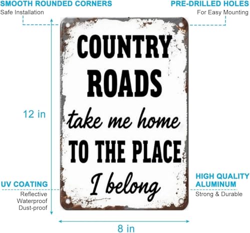 Carastora Vintage Metal Tin Sign – Country Life Inspired Wall Decor for Cabin, Home or Bedroom, Retro Rustic Style Take Me Home Accent, 8x12 Inch - Image 6