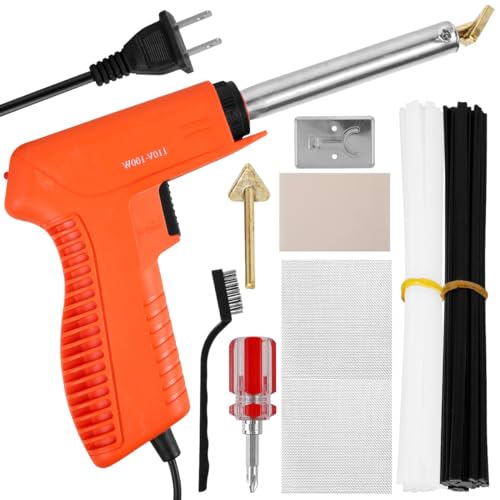 US Plastic Welding Kit 100W Small Soldering Iron Kit Fast Heating Portable Car Bumper Repair Welder Tool Set with 2 Soldering Iron Tips and 40 Welding Rods for Dashboard Canoe Kids Toy