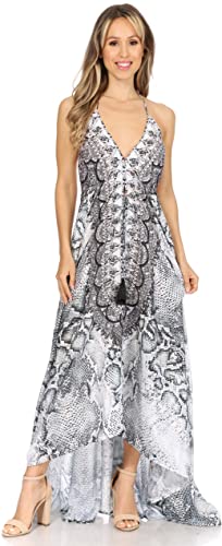 Image of Sakkas Lizi Womens Maxi High-Low Halter Handkerchief Long Dress Beach Party