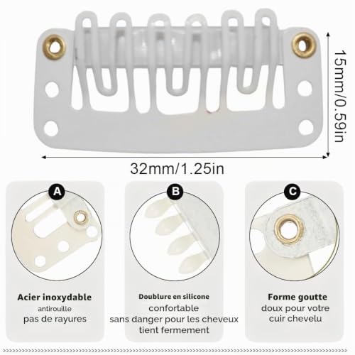 ZORVYN 20 Pièces clips métal U, extension cheveux clip, clip cheveux, clips, peigne extension, hair extension clip – vue 2