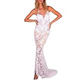 Women Wedding Party Long Dress Sexy Lace V-Neck Backless Spaghetti Strap Sheath Beach Casual Dress Skirts Daorokanduhp