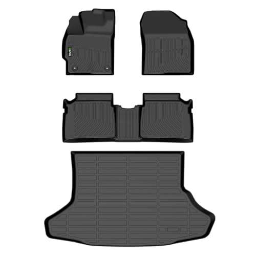 Image of HAFIDI Floor Mats & Cargo Liner Fit for Toyota Prius 2012-2015 (Not Fit Plug-in, Hybrid,V or C Models), All Weather Protection TPE Anti-Slip Automotive Prius Floor Liners Accessories, Black