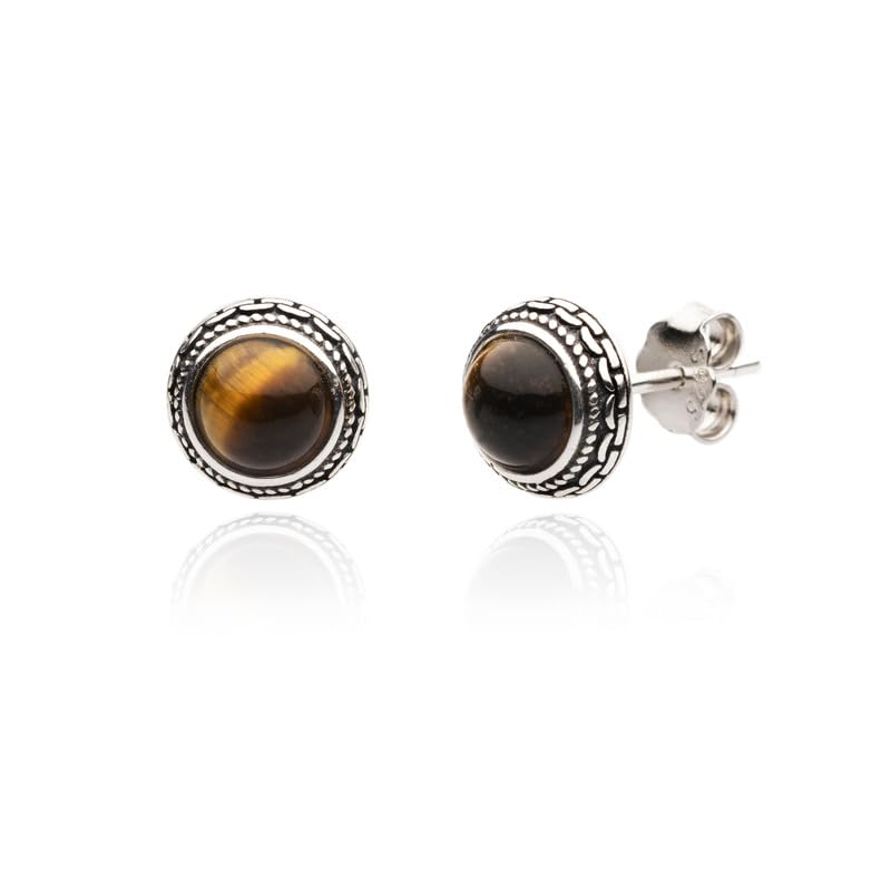 Small Genuine Tigers Eye Sterling Silver...